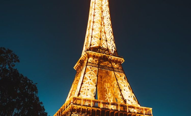 lighted eiffel tower in paris