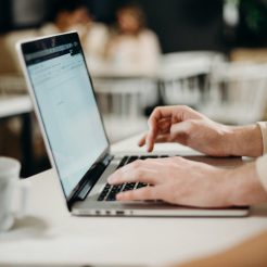 person using laptop computer