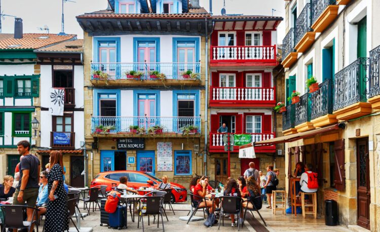 photo of a square in hondarribia basque country spain