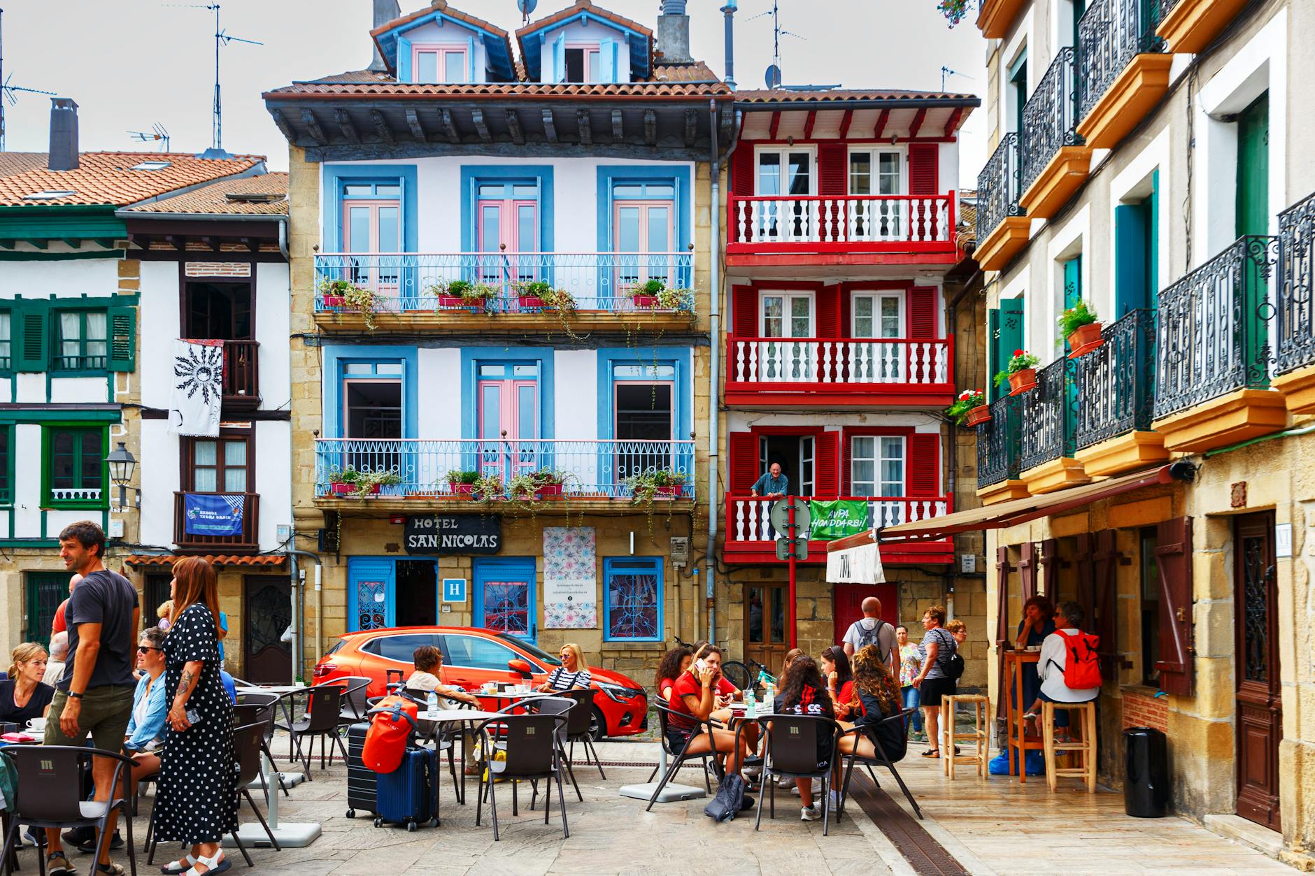 photo of a square in hondarribia basque country spain