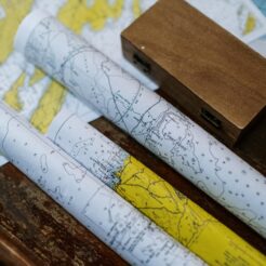 close up photo of rolled maps