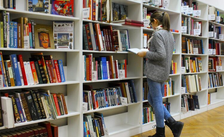 woman reading book