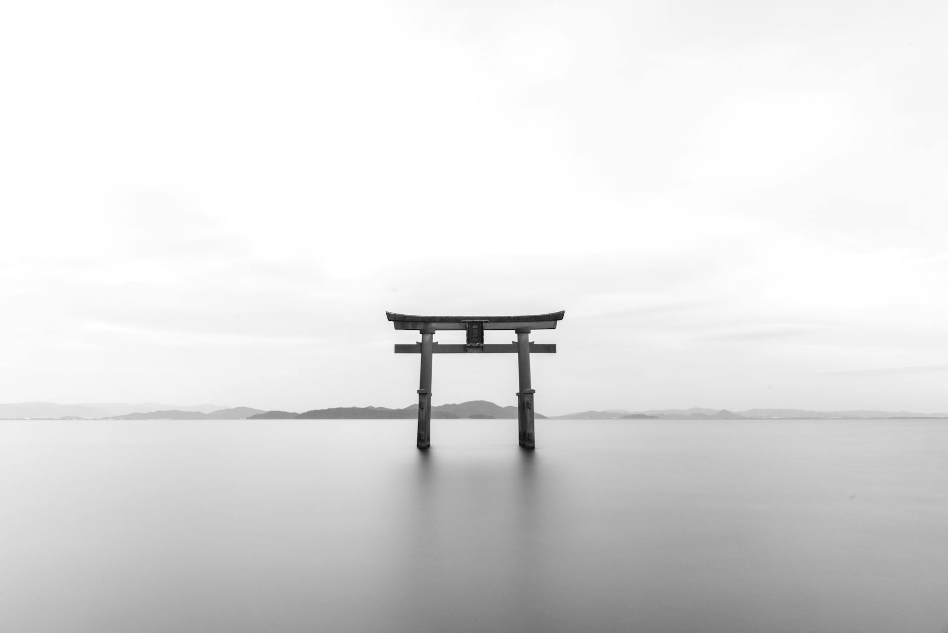 pagoda in gray scale shot