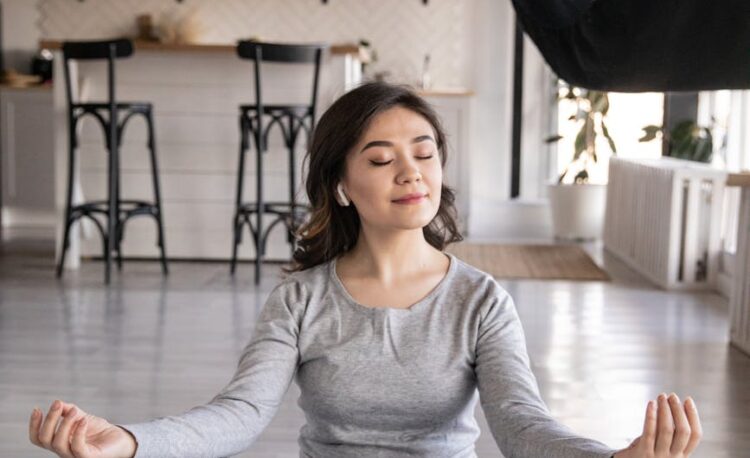 woman practicing yoga