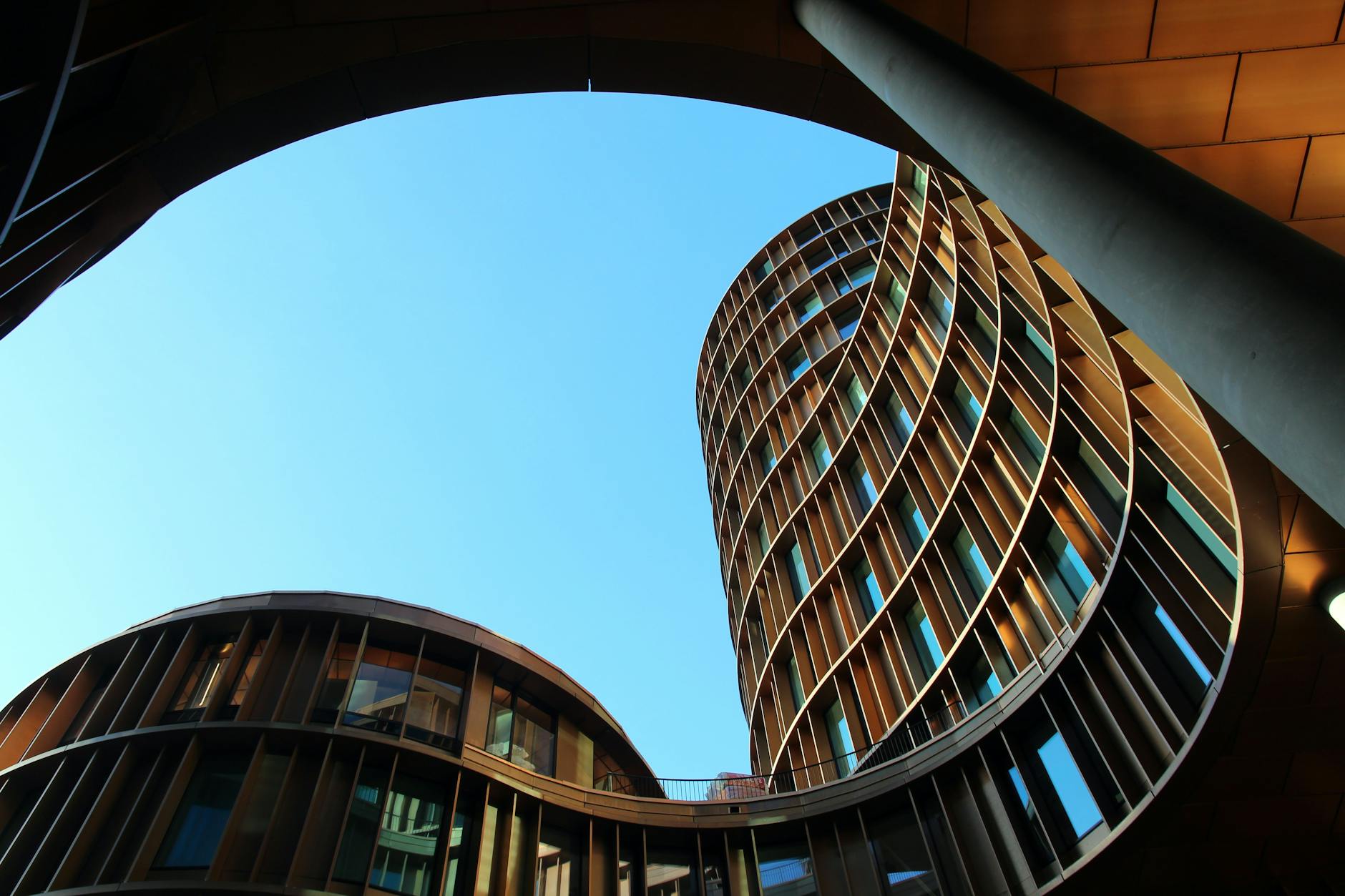 worm s eye view of city buildings