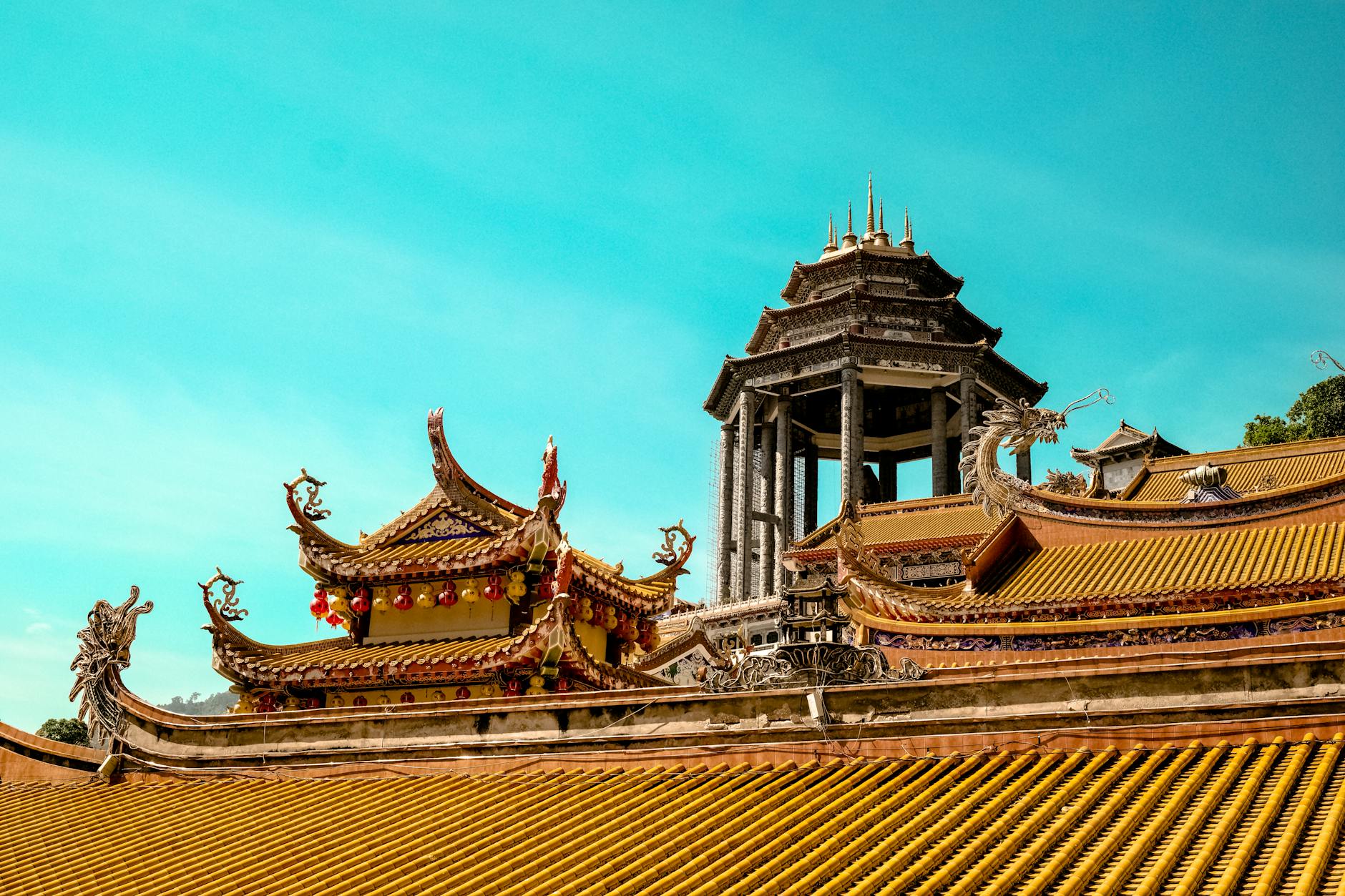 brown temple under blue sky